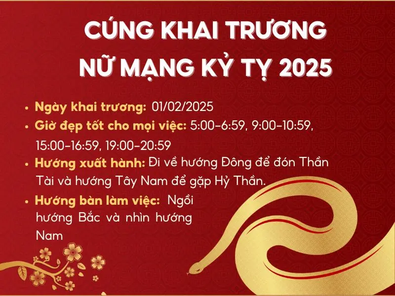 Hướng dẫn chuẩn bị khai trương cho nữ Kỷ Tỵ