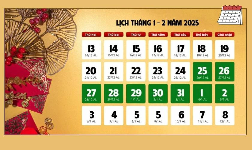 Lịch nghỉ Tết Nguyên Đán 2025 chính thức